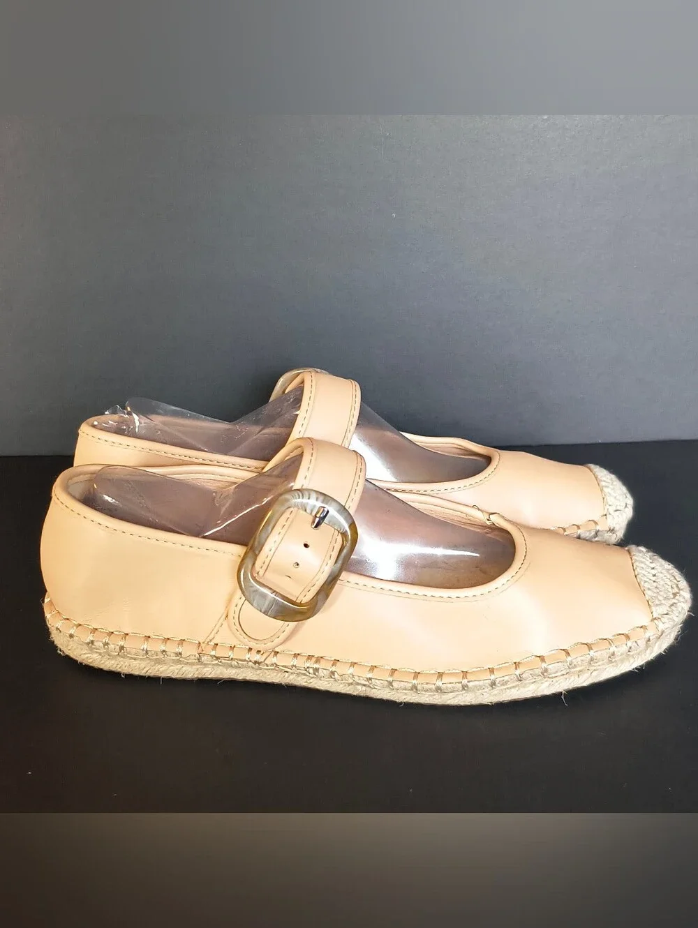 Frye and Co Jatani Mary Jane Espadrille Flats Nude Tan Buckle Size 10M